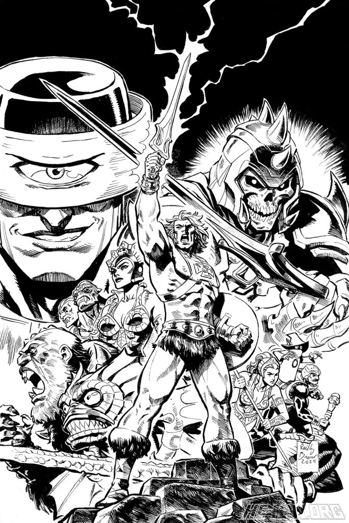 Masters of the Universe comic issue #5 "The Battle of Snake Mountain" cover inked - by Reilly Brown.