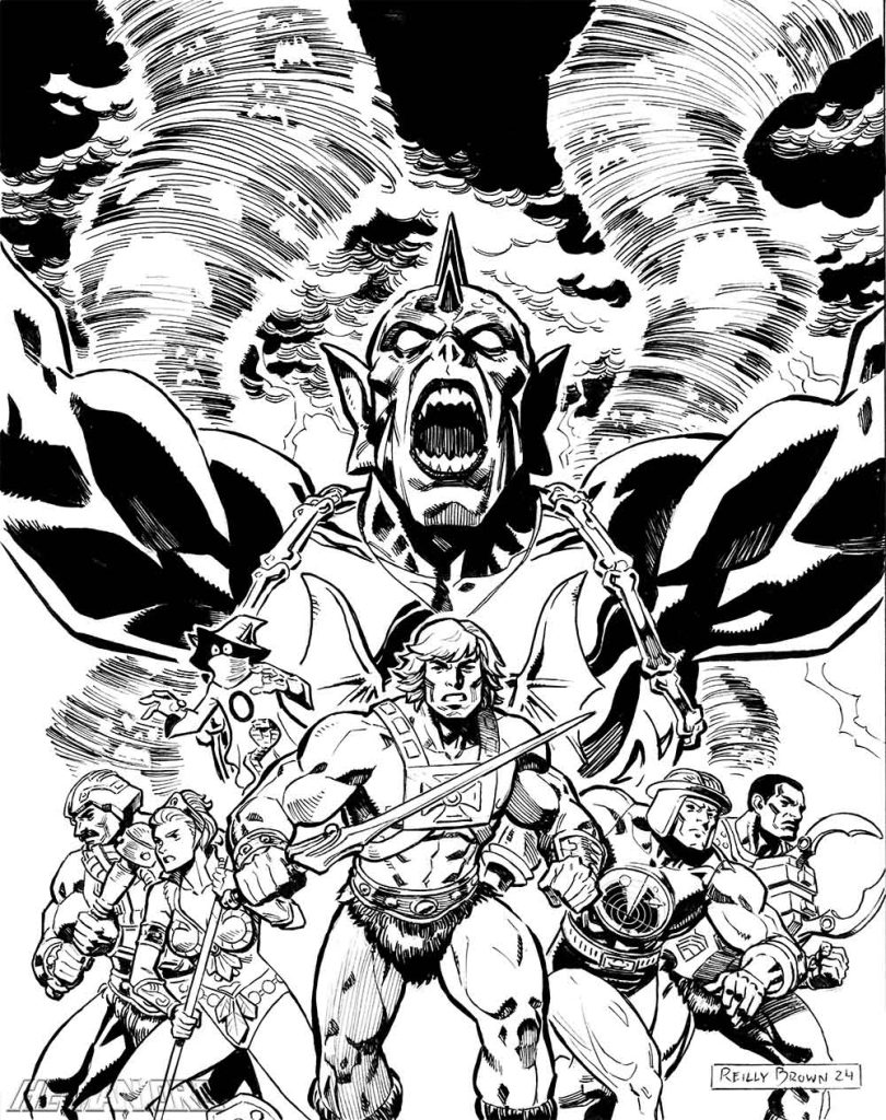 Masters of the Universe Origins minicomic (packaged with Hurricane Hordak) "Eye of the Storm" cover inked art - by Reilly Brown.